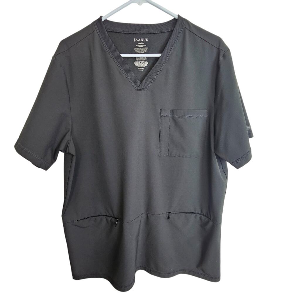Jaanu Scrubs Women XL Gray Jaanu Scrub Top Full Zip Scrubs Womens Workwear